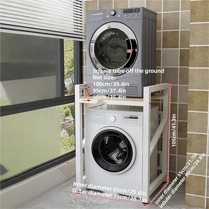 Over Washer and Dryer Storage Rack with Shelves, Freestanding Laundry Room Shelf Unit, Gap Shelf Laundry Stand, Space-Saving Organizer for Laundry Room(Black)
