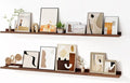 Floating Picture Ledge Shelves for Wall Set of 2, 55 Inches Picture Shelf with Ledge, Nursery Book Shelf for Toys Storage Kids Bookshelf Wall Mounted Living Room Bedroom Decor Frames, Walnut