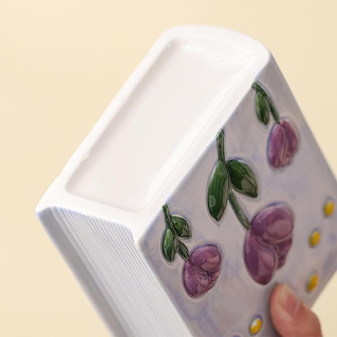 Book Vase Flower Pencil Cup Pen Holder For Office Desk Decorative Books Blue Flower Vase Cute Toothbrush Holders Home Decor Teacher Book Gifts for Women Small Makeup Brushes Holder