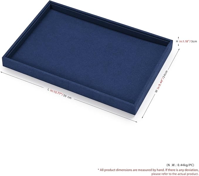 Microfiber Jewelry Tray Stackable Jewelry Drawer Organizer Trays Necklace Bracelet Holder for Necklace Bracelets Watches Perfume Organizer(Blue)