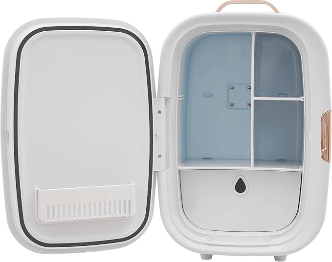 Beauty Fridge for Cosmetics Storage,12.68Qt Mini Cosmetics Refrigerator with Cooling & Heating Function,Compact Fridge for Makeup Lipstick with Handle,Skincare Fridge for Cosmetics,Food,Drinks (White)