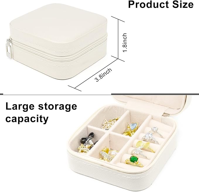 KEINE MARKE Small Jewelry Box, Travel Portable Jewelry Case for Ring, Pendant, Earring, Necklace, Bracelet Organizer Storage Holder Boxes (White*2)