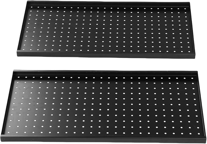LiebeWH Metal Pegboard Wall Organizer 2 Panels 24x12 Inch Black Heavy Duty Peg Board for Garage Tool Storage