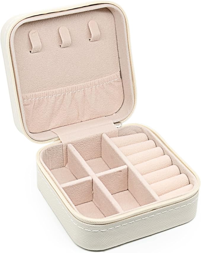 KEINE MARKE Small Jewelry Box, Travel Portable Jewelry Case for Ring, Pendant, Earring, Necklace, Bracelet Organizer Storage Holder Boxes (white*8).