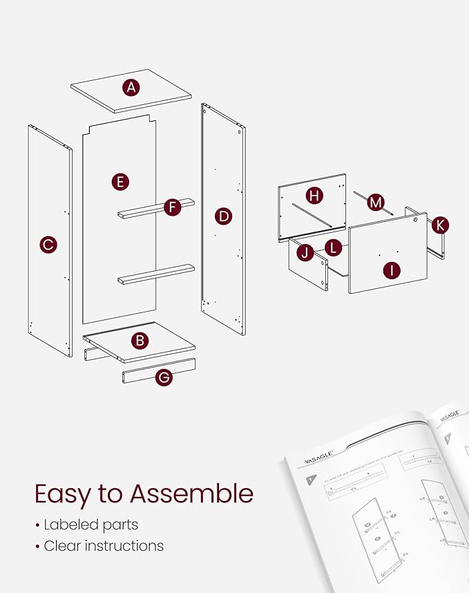 VASAGLE 3 Drawer File Cabinet, File Cabinet with Lock, Printer Stand, Office Filing Cabinet Organizer, for A4 and Letter Size Files, Cloud White UOFC055W14