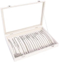Coward 20 Hooks Necklace Organizer Jewelry Box, Dustproof Necklace Display Holder Case, Beige Velvet Necklace Display Tray Case with Transparent Glass Lid for Women Girls
