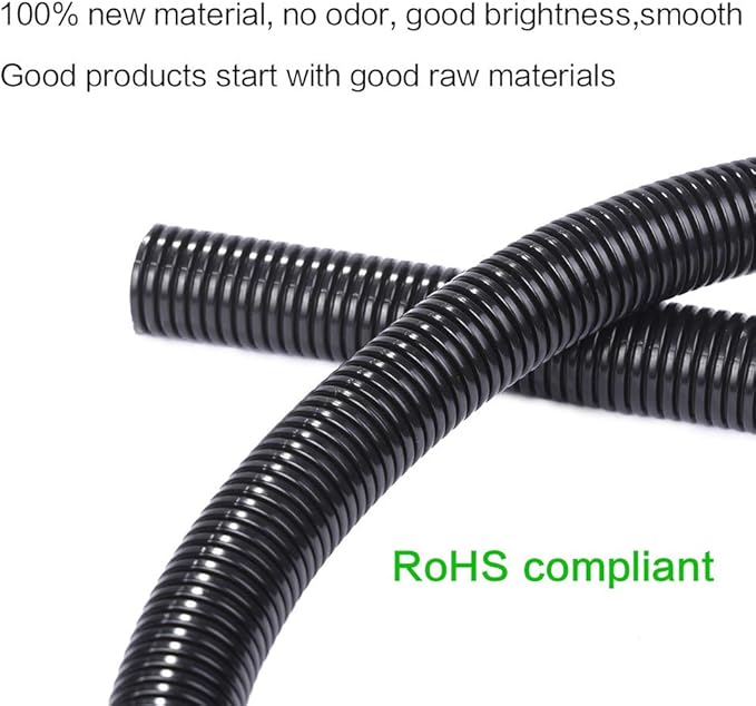 Alex Tech 50ft - 1/2 inch Split Wire Loom Tubing - Black