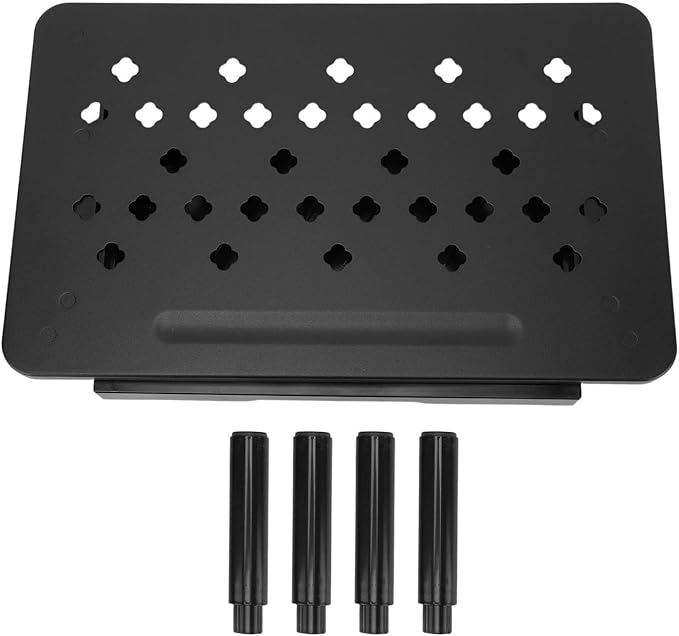 Computer Monitor Stand Riser, Adjustable Height Ergonomic Metal Laptop Stand with Drawer and Ventilation Holes, for Desk Storage Organizer Underneath 20KG Capacity (Black)