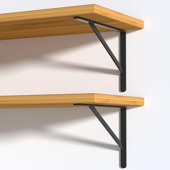 24 Pack L22 x H 12" Black Heavy Duty Shelf Brackets with Screws Metal Shelf Brackets Shelf Support Angle Brackets for Shelves L Brackets Heavy Duty Floating Shelf
