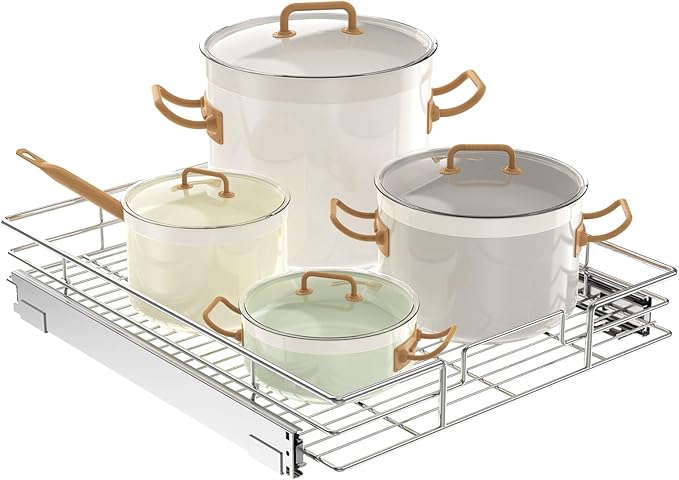 LOVMOR Pull Out Cabinet Organizer 22½" W x 21½" D, Kitchen Cabinet Pull Out Shelves Slide Out Storage