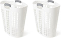 Gracious Living Easy Carry Flex Hamper, Large 87.5 Liter Lightweight Plastic Ventilated Laundry Basket Clothes Bin with Handles, White (2 Pack)