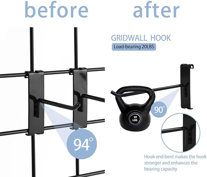 Gridwall Hooks 4 Inch,50PC Display Hooks for Grid Wall, Heavy Duty Gridwall Hook for Grid Wall Panel, Gridwall Peg Hook,Black