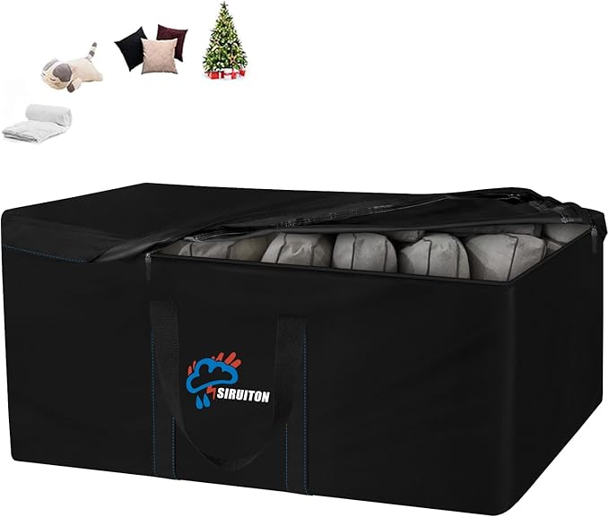 SIRUITON 51.2”L x 15.7”W x 23.6”H Outdoor Cushion Storage Bag,Patio Furniture Cushion Storage Bag,Heavy Duty Rip Proof 600D Oxford,with Handle and Zipper of Waterproof Garden Cushion Storage Covers