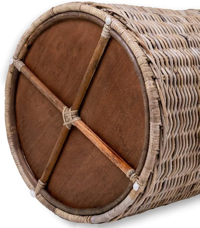 The Basket Lady Round Kubu Wicker Laundry Hamper, Extra Large, 23 in Dia x 28 in H, Serene Grey…