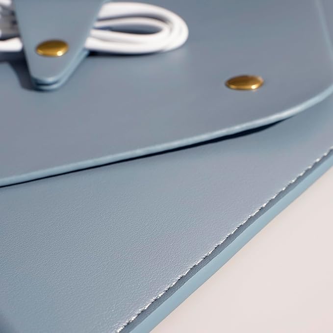 PU Leather Laptop Sleeve - Compatible with 15.3 inch MacBook Air, Surface Book, Laptop Studio - Blue
