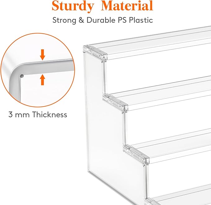 Lifewit 12 Inch Perfume Stand Organizer for Women, 4 Tier Plastic Display Riser, Tool-Free Assembly, Fragrance Makeup Cosmetics Shelf for Vanity Bedroom Bathroom Storage Organization, Clear, 3 Pcs