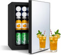 Compact Mini Fridge - 24 Cans/0.95 Cu.Ft Beverage Refrigerator with Mirrored Door & Digital Thermostat, Small Cosmetics Cooler for Skincare, Drinks, Food, Office, Dorm, Black