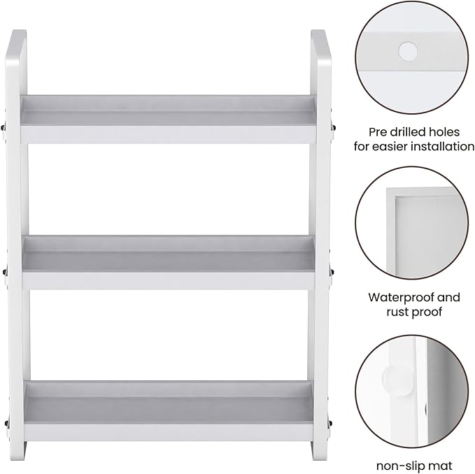 Bathroom Counter Organizer,Bathroom Countertop Organizer,Counter Shelf,Countertop Storage,Organization and Storage,Makeup Shelf,Sink Caddy(Grey 3 Tier)