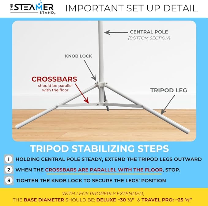 Deluxe | Adjustable Standing Garment Steaming Rack with Hanger | Fast, Foldable, Portable Clothes Steam Ironing Solution for Travel & Home