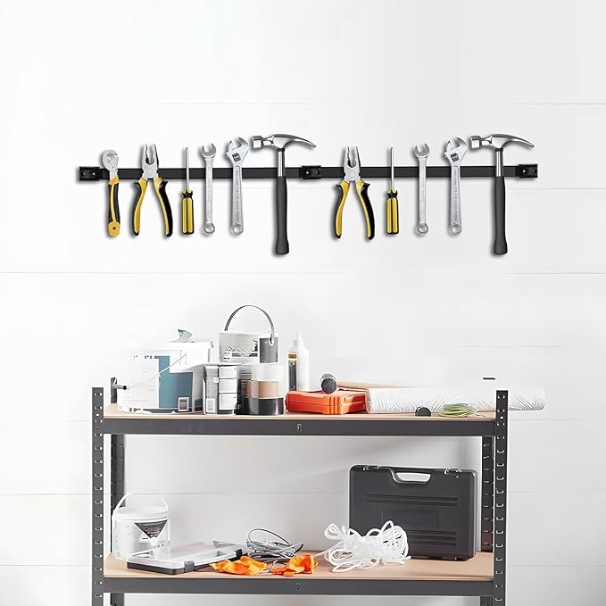 24" Magnetic Tool Holder, 5 Packs Magnetic Storage Strips Magnet Bar PVC Coated for Garage Tool Organizer Mounted Hanging Strip,Heavy Duty of Holder Easy to Install