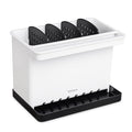 YOHOM Kitchen Sponge Brush Holder for Sink Black Dish Sponge Caddy Countertop Organizer Plastic Scrub Brush Holder with Dividers