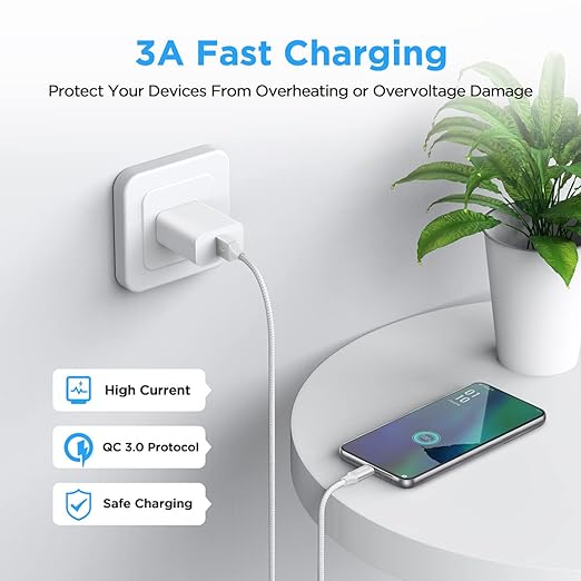 etguuds USB A to USB C Cable 5-Pack (3/3/6/6/10 ft), Fast Charging Type C Charger Cord for iPhone 17 16 15 Pro Max Plus Air, Samsung Galaxy S25 S24 S23 S22 S21 S20 A56 A17 A16, Pixel, Moto G, White
