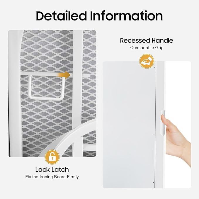 Wall Mount Ironing Board Cabinet, 14 * 8.1 * 37.5inch Built-in Swivel Ironing Board Foldable with Storage, Ironing Table Closet with 180° Rotatable Ironing Table for Home, Apartment & Small Spaces