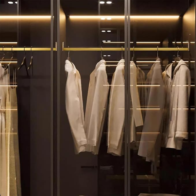 Square Closet Rods-Cuttable, Removable-Heavy Duty Black Wardrobe Rods and Brackets-Commercial, 12 16 18 24 28 30 60 72 In-Suitable for.Laundry.Home.Hotel.Clothing Store (Champagne,26in)