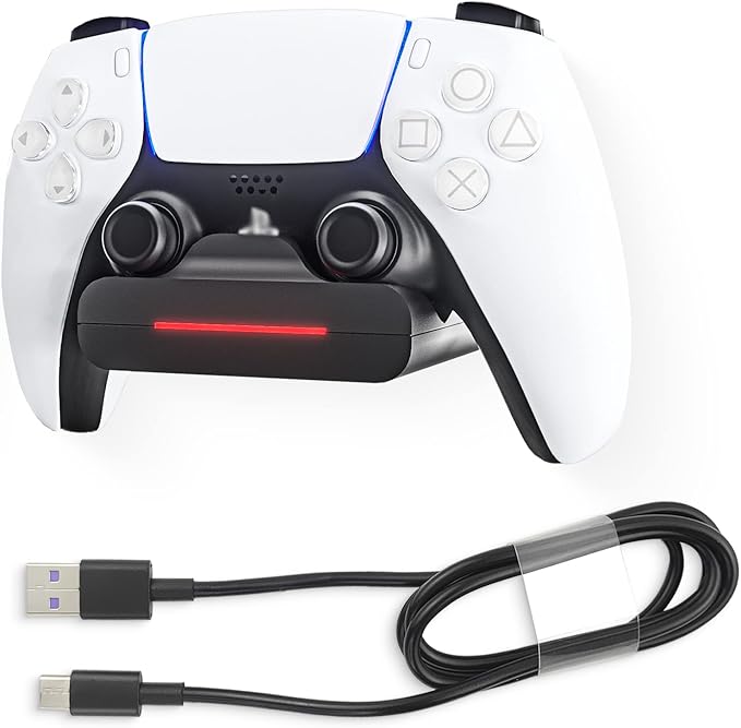 REEYEAR PS5 Controller Wall Mount Charger Dock with 3.3Ft Cord,Charging Station Holder fits for PS5 Pro Wireless Controller with LED Indicators Fast Charging Speed Cable,Space Saving