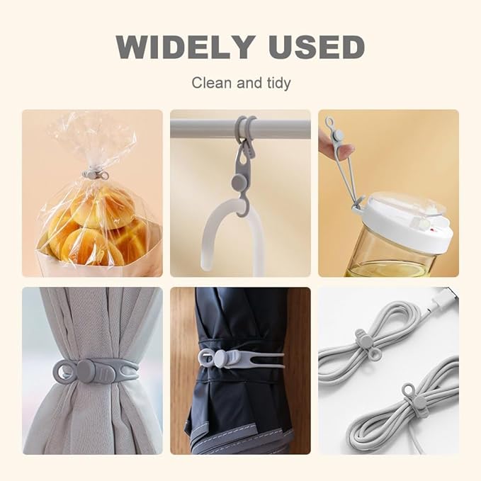 Data Cable Organizer, Silicone Cable Ties Reusable - Elastic Cord Organizer for Electronics, Adjustable Wire Ties for Cable Management,Computer Wires,Phone Charger,Earphone,Home Office (Mix, 10PCS)