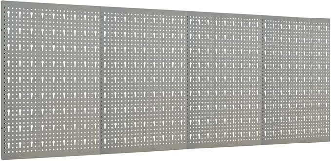 Wall-mounted Peg Boards 4-Pack, 15.7"x22.8" Steel, Versatile Tool Organization, Gray,145350,Gray