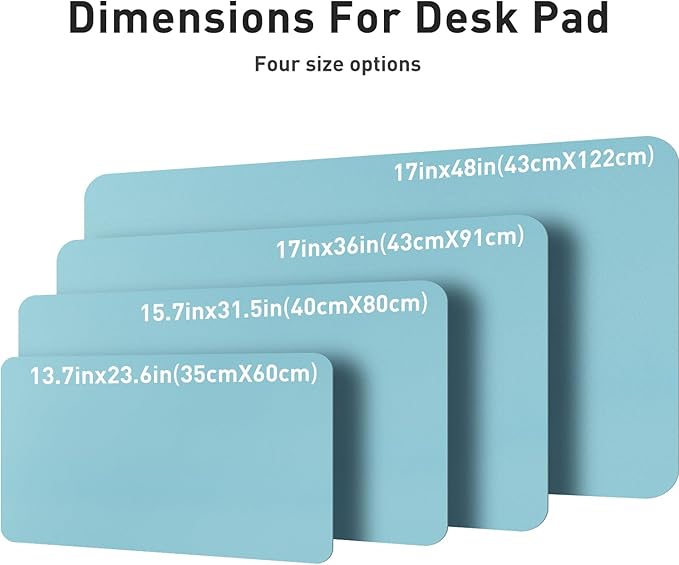 Aothia Large PU Leather Desk Pad Protector – Non-Slip Mouse Pad & Writing Mat for Office/Home, Waterproof, Easy to Clean(23.6" x 13.7", Blue Topaz)