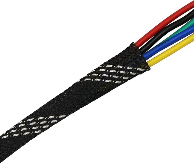 30ft PET Expandable Sleeving Wire Cable Sleeve (3/5", Silver&Black)