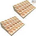 2 Pack Solid Wood Essential Oil Organizer 4 Layer Essential Oils Racks Tabletop Storage Rack Display Stand Holder for 5-20ml Bottles