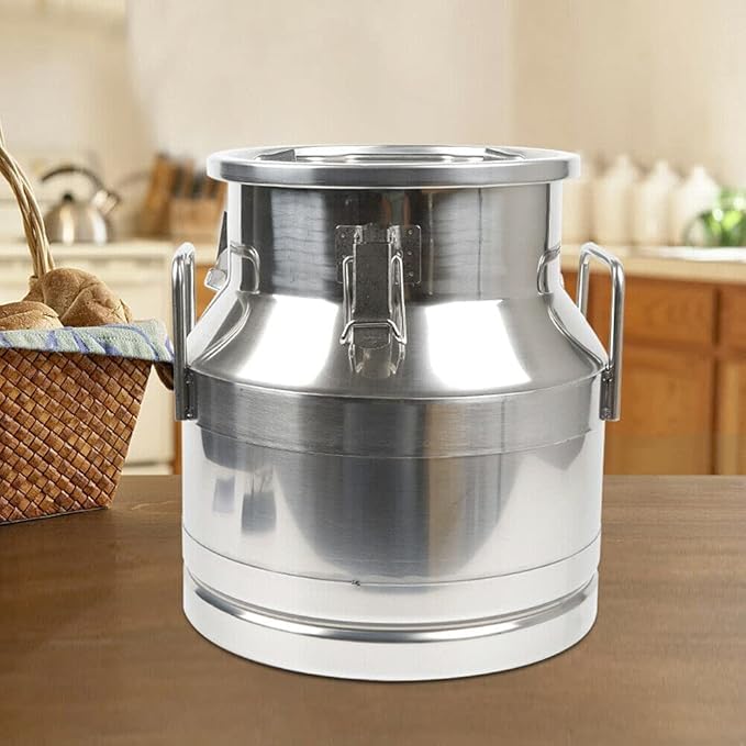 3.16Gallon Stainless Steel Milk Can Ice Bucket Wine Bucket,Water Jug Liquid Storage Pail,Commercial Fermentation Barrel,Canisters for Kitchen