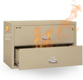 FireKing Fireproof Lateral File Cabinet (2 Drawers, Impact Resistant, Water Resistant), 27.75" H x 44.5" W x 22.13" D, Parchment