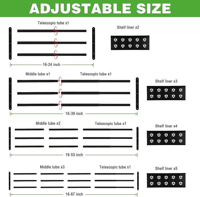 Expandable Closet Shelf, 16-39 Inches Metal Closet Rod Organizers and Storage Shelves Space Saving DIY Divider Separator for Cabinet Wardrobe