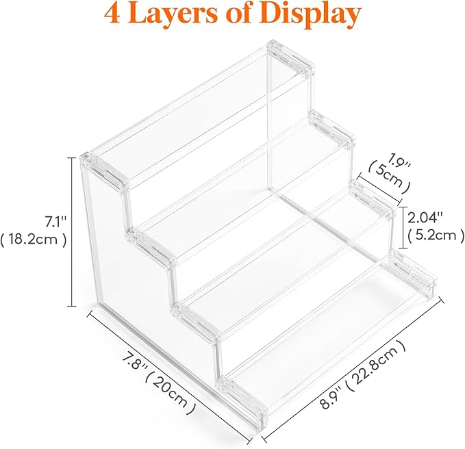 Lifewit 4 Tier Perfume Stand Organizer for Women, Plastic Display Riser, Tool-Free Assembly, Fragrance Makeup Cosmetics Shelf for Vanity Bedroom Bathroom Storage Organization, Clear, 9 Inch, 1 Pcs