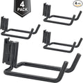 4 Pack E-Track Heavy Duty Shovel Hanger for Store Long Handled Tools ,Large Steel Tool Double J Hook, Tool Hanger | E Track Accessories for Enclosed Trailer or Trucks（Black）