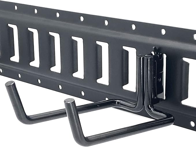 4 Pack E-Track Heavy Duty Shovel Hanger for Store Long Handled Tools ,Large Steel Tool Double J Hook, Tool Hanger | E Track Accessories for Enclosed Trailer or Trucks（Black）