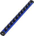 WORKPRO Magnetic Socket Organizer, 1/2-Inch Drive Aluminum Alloy Socket Rail, Heavy Duty Socket Holder, Socket Rack Kit 1/2-Inch x 10 Clips (Blue)