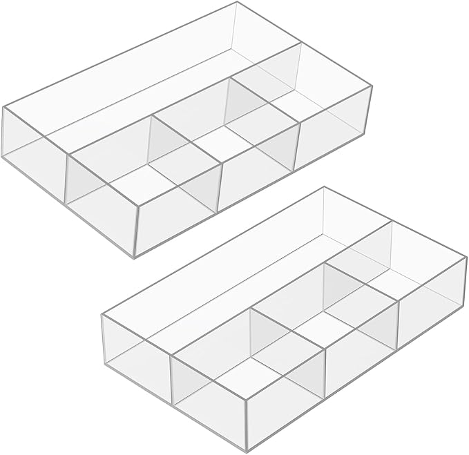 JessLab Acrylic Organizers, Bathroom Organizer for Drawer, Cosmetic Display Cases for Vanity, Countertop, Desk, Kitchen, and Makeup Storage, 2-Pack