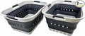 SAMMART 42L (11 gallon) Collapsible Plastic Laundry Basket - Foldable Pop Up Storage Container/Organizer - Portable Basket - Space Saving Hamper/Basket (Grey/Charcoal Black (Set of 2))