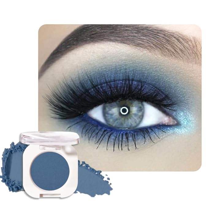 Dark Blue Single Matte Eyeshadow Makeup, Neutral Powde Eye Shadow for Women, Dark Blue Matte Singles Eyeshadow Palette Pigmented Waterproof, sombras para ojos, Girls Christmas Eyeshadows Gifts
