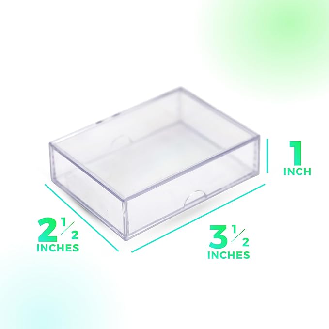 50 Pack Clear Acrylic Card Storage Boxes with Lids – 3 1/2" L x 2 1/2" W x 1" H Baseball Card Storage Box, Sports Card Boxes, Magic Card Storage Box and Playing Card Case – Made in USA