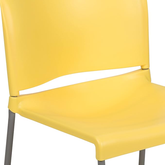 Flash Furniture HERCULES Series 5 Pack 880 lb. Capacity Yellow Full Back Contoured Stack Chair with Gray Powder Coated Sled Base