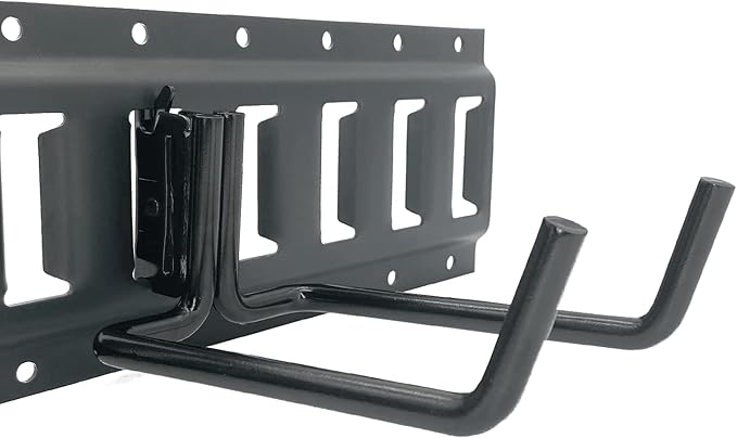 4 Pack E-Track Heavy Duty Shovel Hanger for Store Long Handled Tools ,Large Steel Tool Double J Hook, Tool Hanger | E Track Accessories for Enclosed Trailer or Trucks（Black）