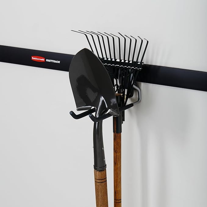 Rubbermaid Fasttrack Wall Mounted Garage Storage Utility Multi Hook for Tools, Chairs, Hose, Equipment, and Other Items, Supports 50 Lbs Each (4 Pack)