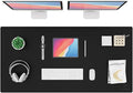 K KNODEL Large Office Leather Desk Mat, Mouse and Keyboard Pad, Computer and Laptop Mat, Desktop Protector and Cover, Writing Pad and Blotter (47.2"x23.6", Black)