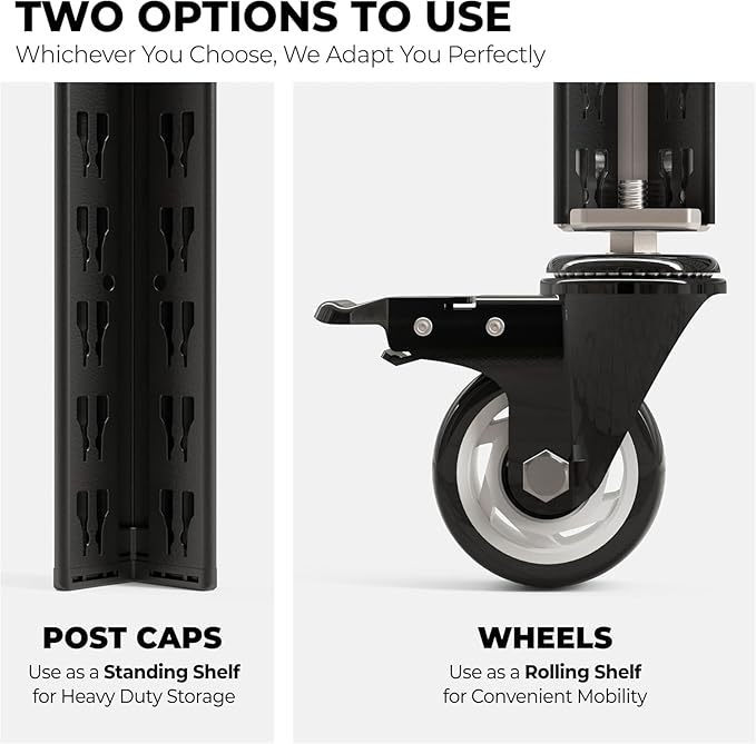 HOMEDANT House 5-Tier Metal Boltless Rolling Cart Shelf Rack Casters Heavy Duty Wheel Shelving Unit Adjustable Utility Storage Shelves Organizer Shelf Kitchen Garage 48.1" W x 18.5" D x 75.4" H 2Pack